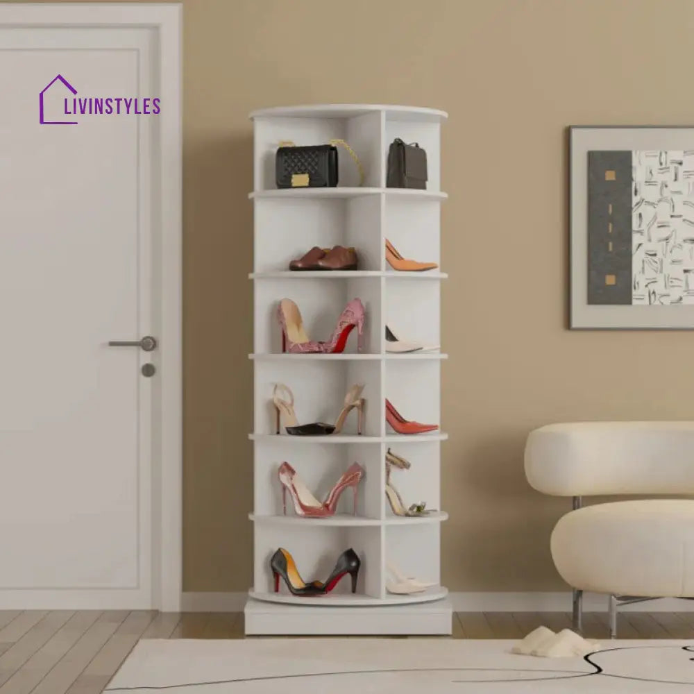 Izolda Engineered Wood Rotating Shoe Rack for Home