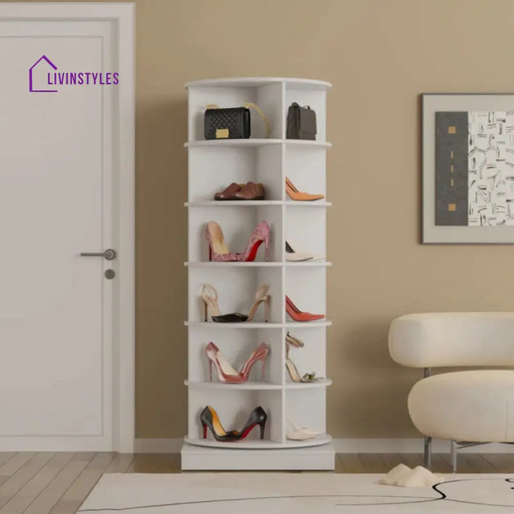 Izolda Engineered Wood Rotating Shoe Rack for Home