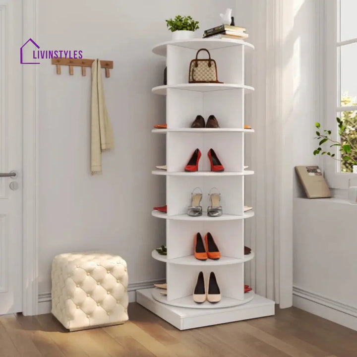 Izolda Engineered Wood Rotating Shoe Rack for Home