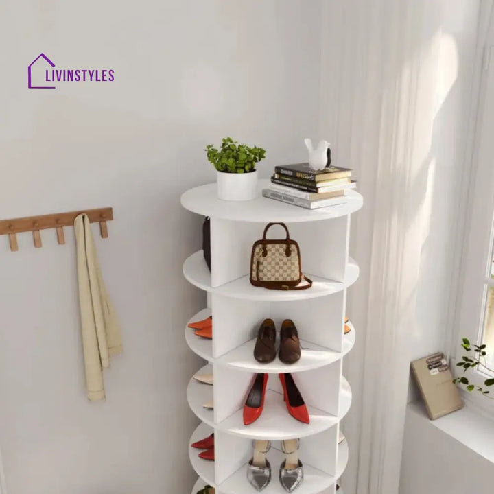 Izolda Engineered Wood Rotating Shoe Rack for Home
