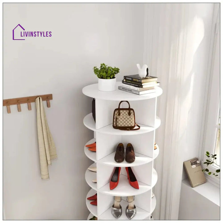 Izolda Engineered Wood Rotating Shoe Rack for Home