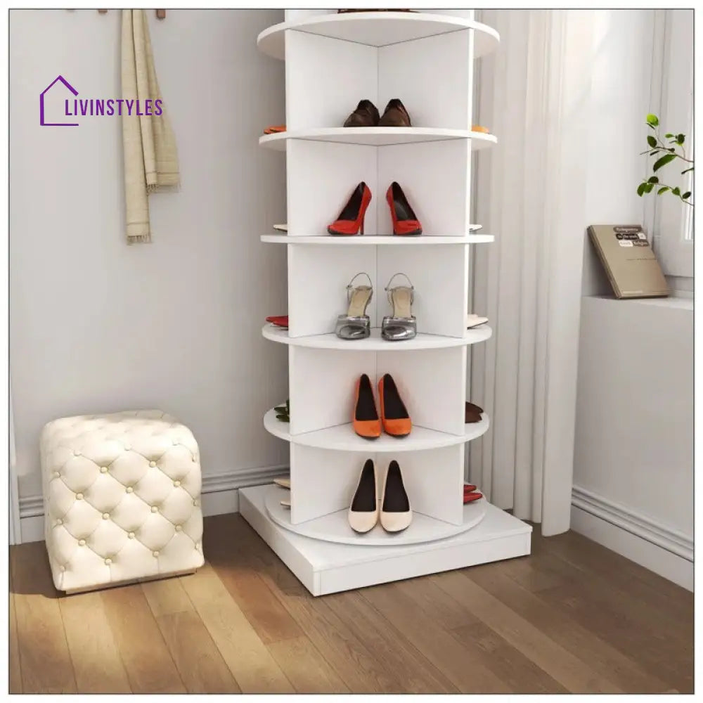 Izolda Engineered Wood Rotating Shoe Rack for Home