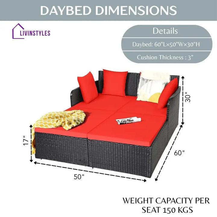 Jacinta Outdoor Patio Double Seater Daybed For Garden Poolside - Daybed