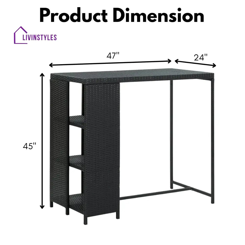 Jacinta Outdoor Rattan Wicker Bar Table with High-Top Design - Bar Table