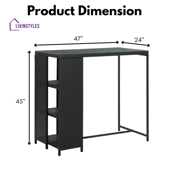 Jacinta Outdoor Rattan Wicker Bar Table with High-Top Design - Bar Table