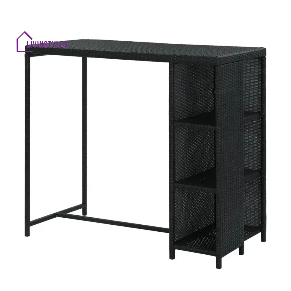 Jacinta Outdoor Rattan Wicker Bar Table with High-Top Design - Bar Table