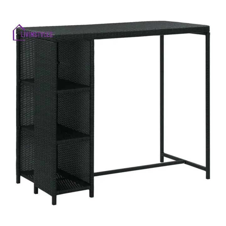 Jacinta Outdoor Rattan Wicker Bar Table with High-Top Design - Bar Table