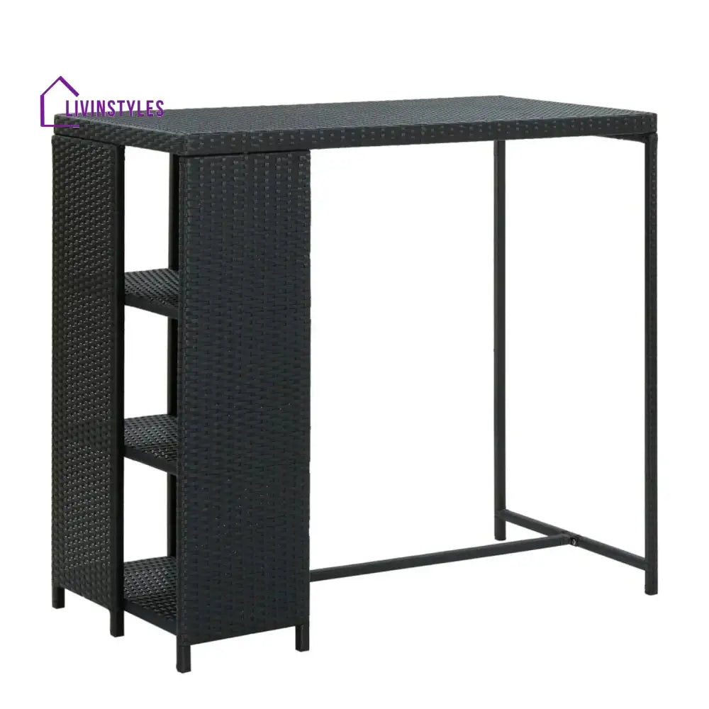 Jacinta Outdoor Rattan Wicker Bar Table with High-Top Design - Bar Table