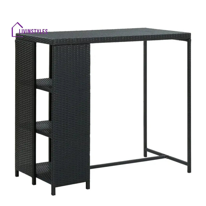Jacinta Outdoor Rattan Wicker Bar Table with High-Top Design - Bar Table