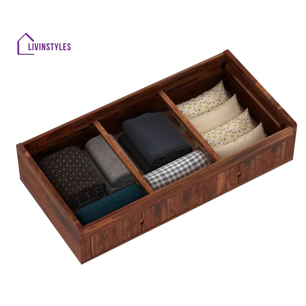 Jacinta Solid Sheesham Wood Single Bed Cum Day Bed With Door Storage (With Mattress Natural Finish) Bed