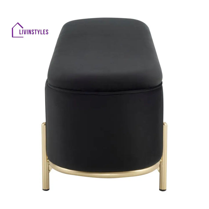 Jacinto Panelled Storage Ottoman - Black End of Bed Ottomans