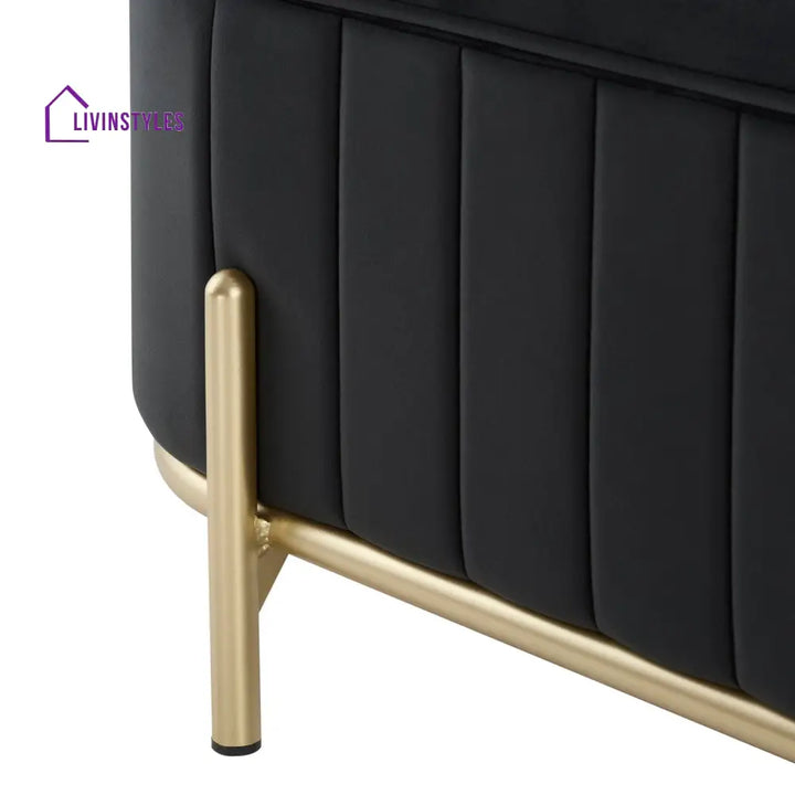 Jacinto Panelled Storage Ottoman - Black End of Bed Ottomans