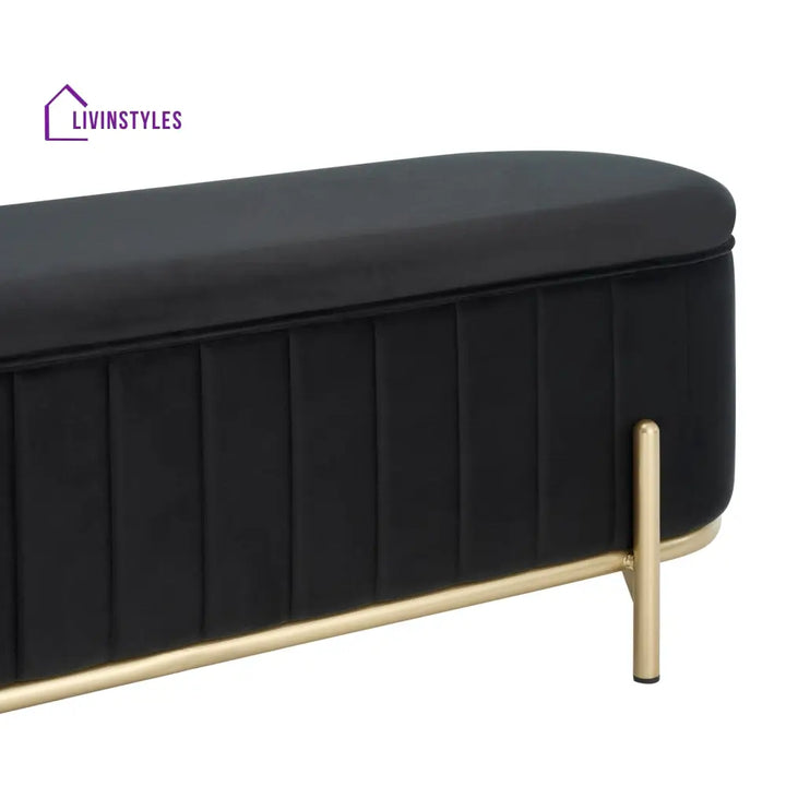 Jacinto Panelled Storage Ottoman - Black End of Bed Ottomans