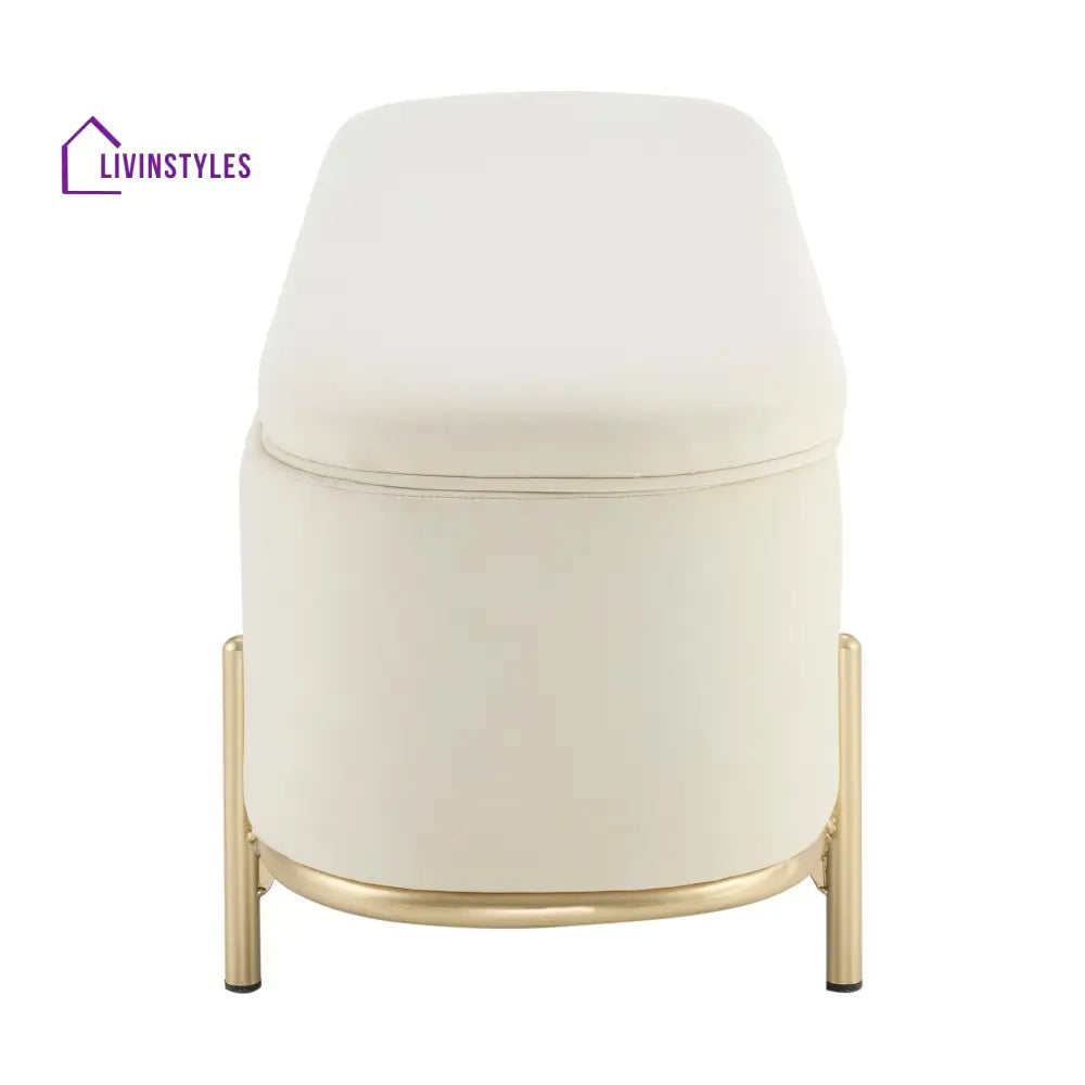 Jacinto Panelled Storage Ottoman - Ecru End of Bed Ottomans