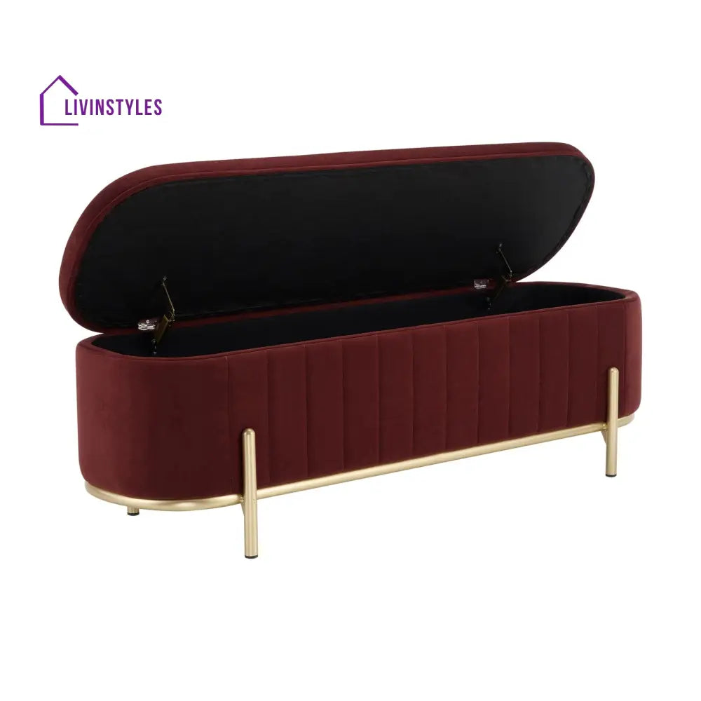 Jacinto Panelled Storage Ottoman - Rust End of Bed Ottomans