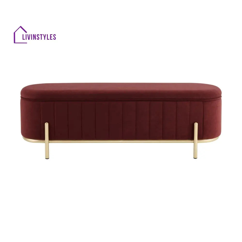 Jacinto Panelled Storage Ottoman - Rust End of Bed Ottomans