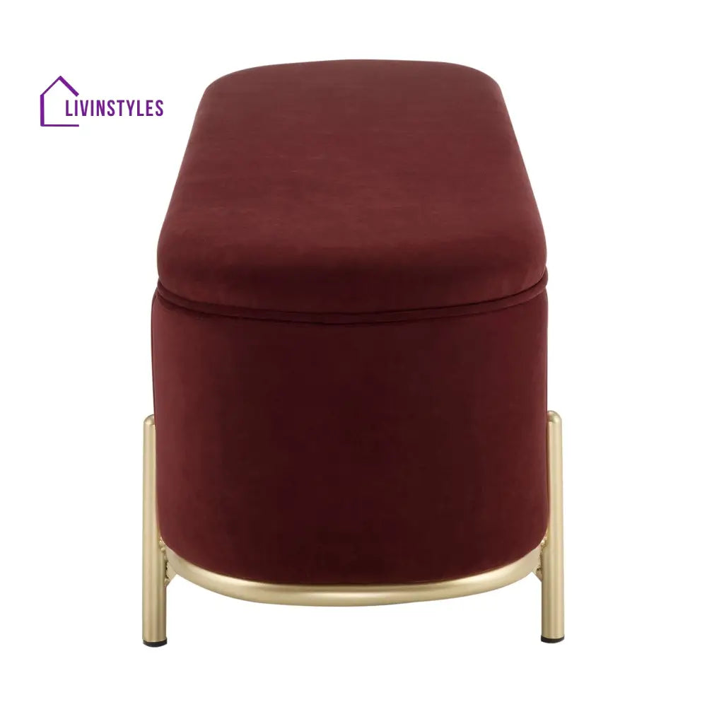 Jacinto Panelled Storage Ottoman - Rust End of Bed Ottomans