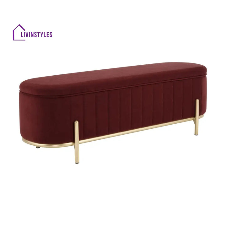 Jacinto Panelled Storage Ottoman - Rust End of Bed Ottomans