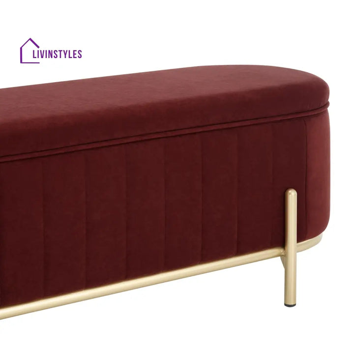 Jacinto Panelled Storage Ottoman - Rust End of Bed Ottomans