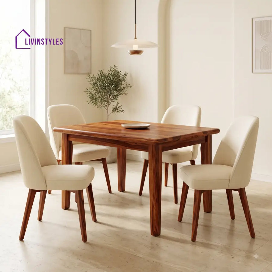 Jack Premium Solid Wood 4 Seater Dining Table Set