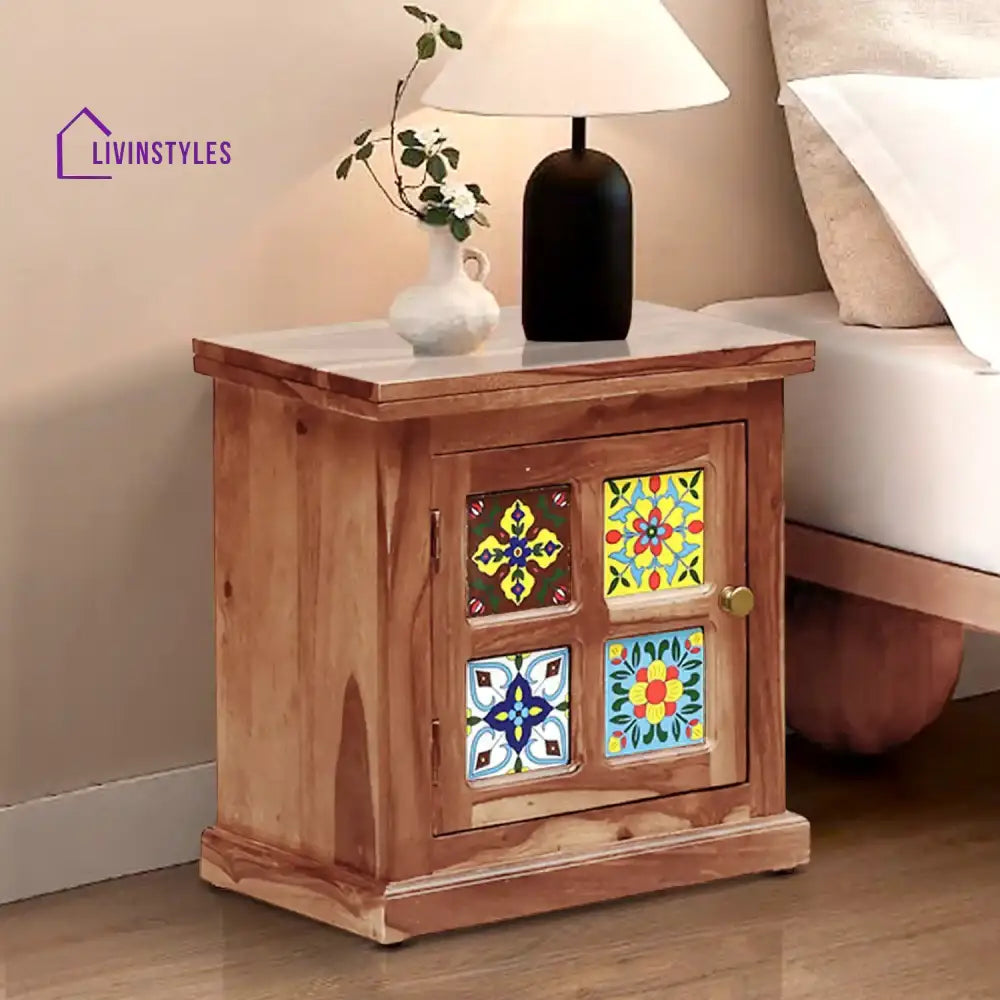 Anamika Sheesham Wood Bedside Tables Natural Bedroom Furniture Sets