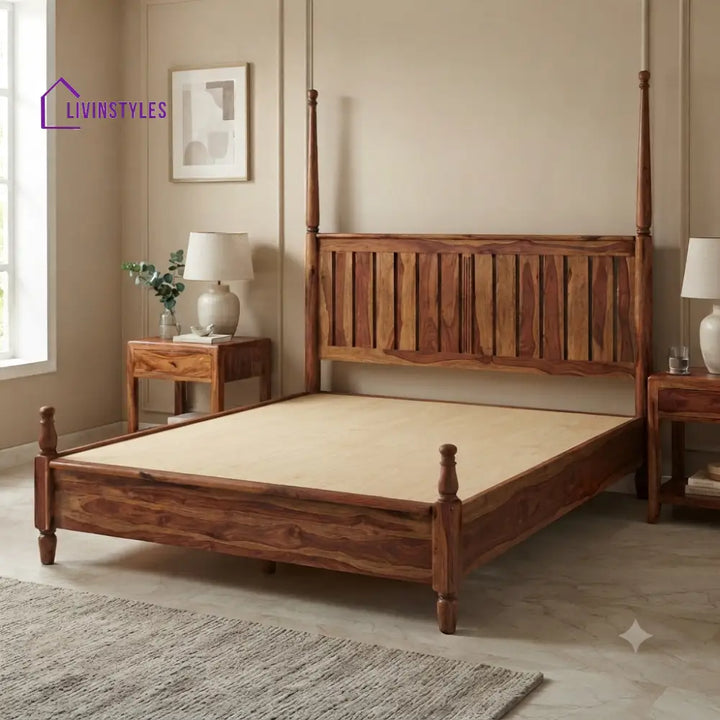 Jack Solid Sheesham Wood Poster Bed Without Storage