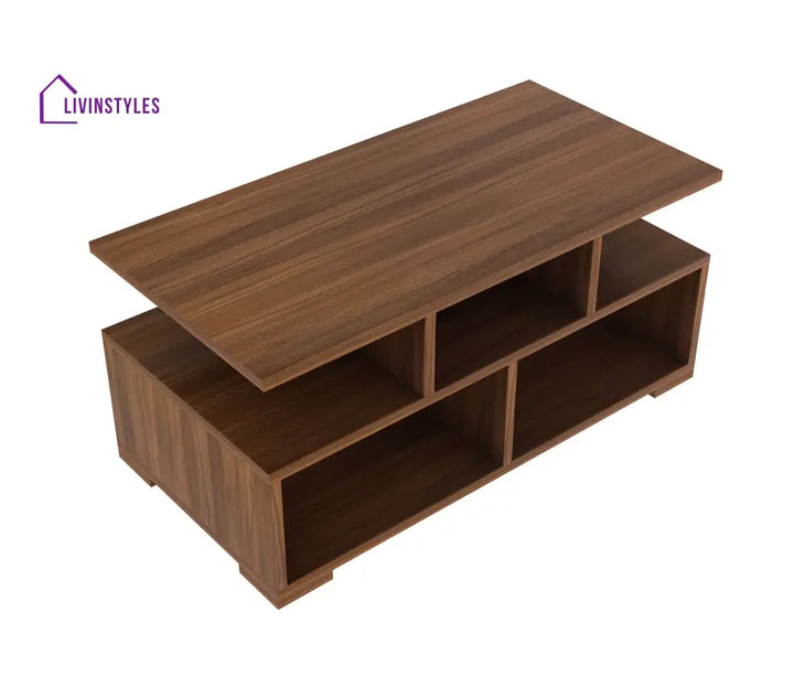 Jacks Coffee Table with Open Shelves | Wooden Finish | Rectangle Shape