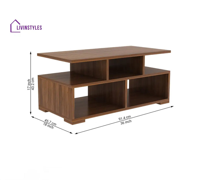 Jacks Coffee Table with Open Shelves | Wooden Finish | Rectangle Shape