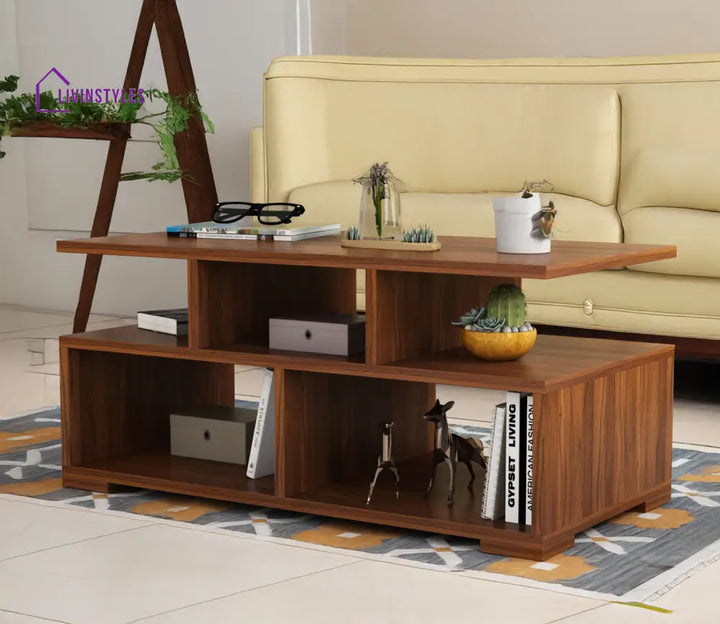 Jacks Coffee Table with Open Shelves | Wooden Finish | Rectangle Shape