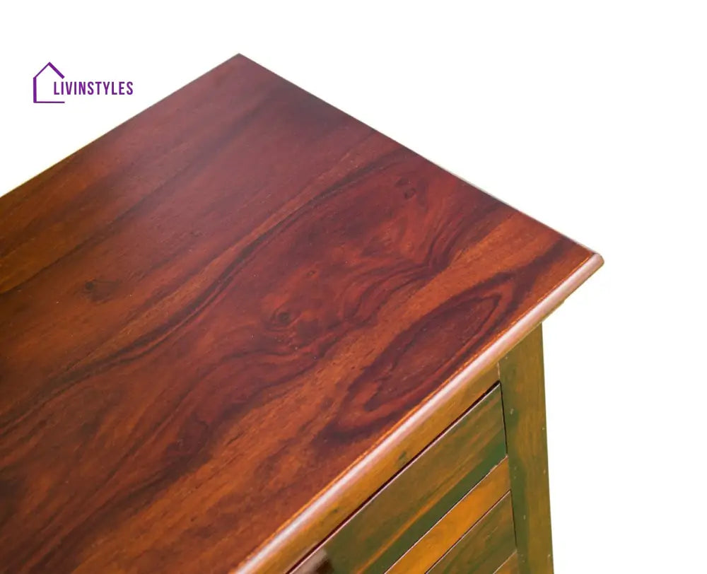 Jacksonville Wooden Three Drawers Bedside Table-Teak Finish - Teak Finish - Bedside Table