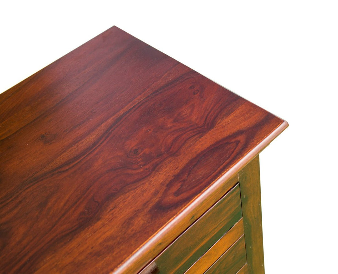 Jacksonville Wooden Three Drawers Bedside Table-Teak Finish