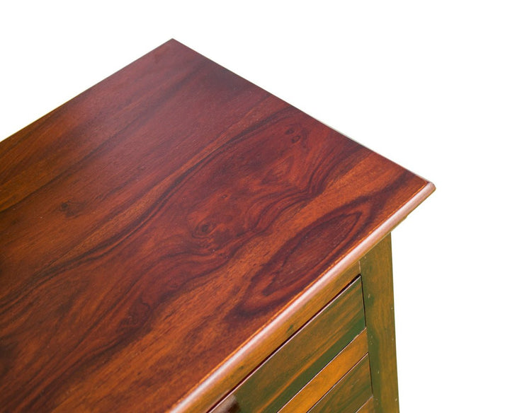 Jacksonville Wooden Three Drawers Bedside Table-Teak Finish