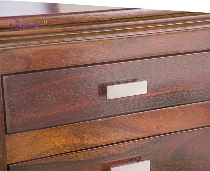 Jacksonville Wooden Three Drawers Bedside Table-Teak Finish - Teak Finish - Bedside Table