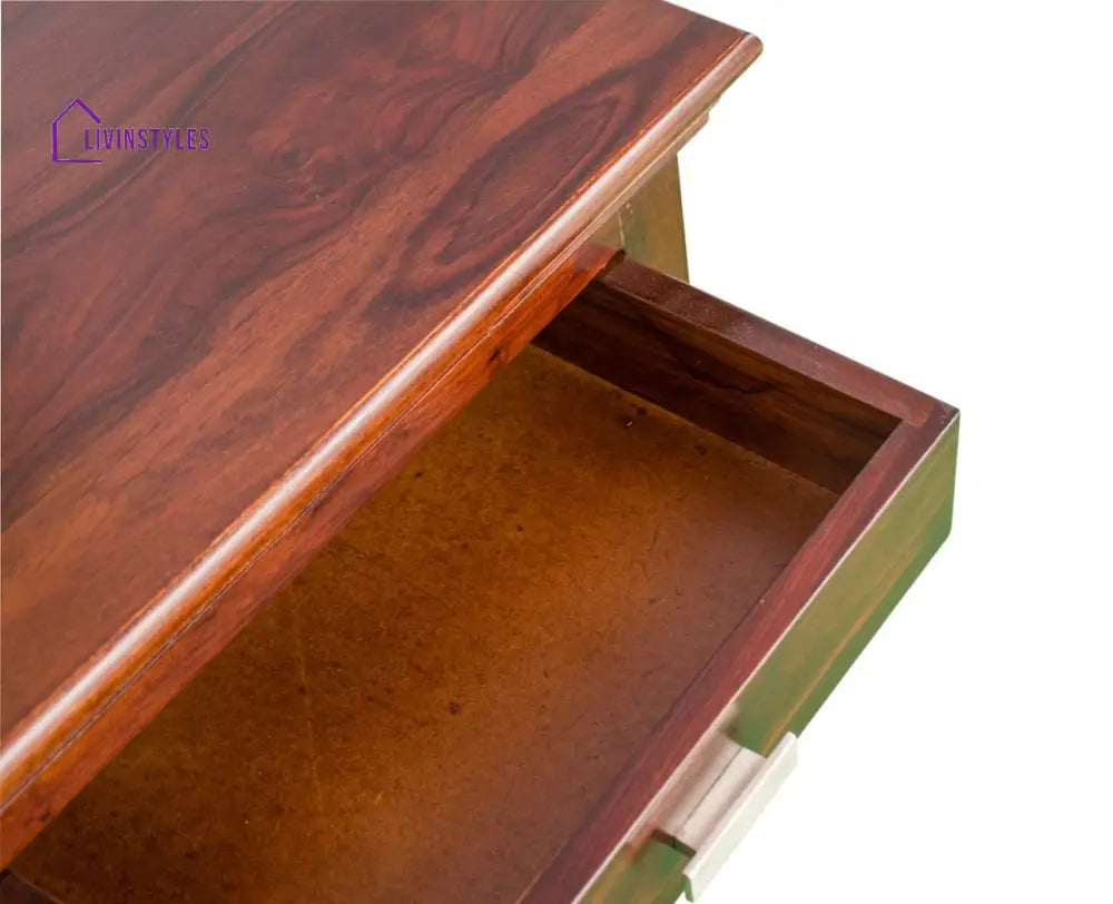 Jacksonville Wooden Three Drawers Bedside Table-Teak Finish - Teak Finish - Bedside Table