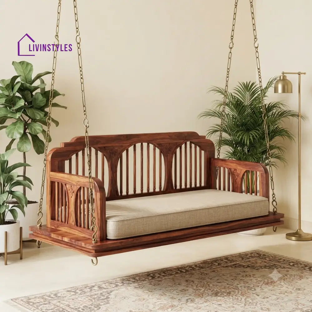 Jacqueline 2 Seater Wooden Swing for Home | Wooden Jhula for home