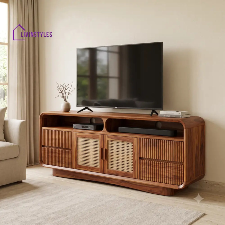 Jacqueline Solid Sheesham Wood Tv Unit for Living Room | Tv Cabinet | Tv Console Unit