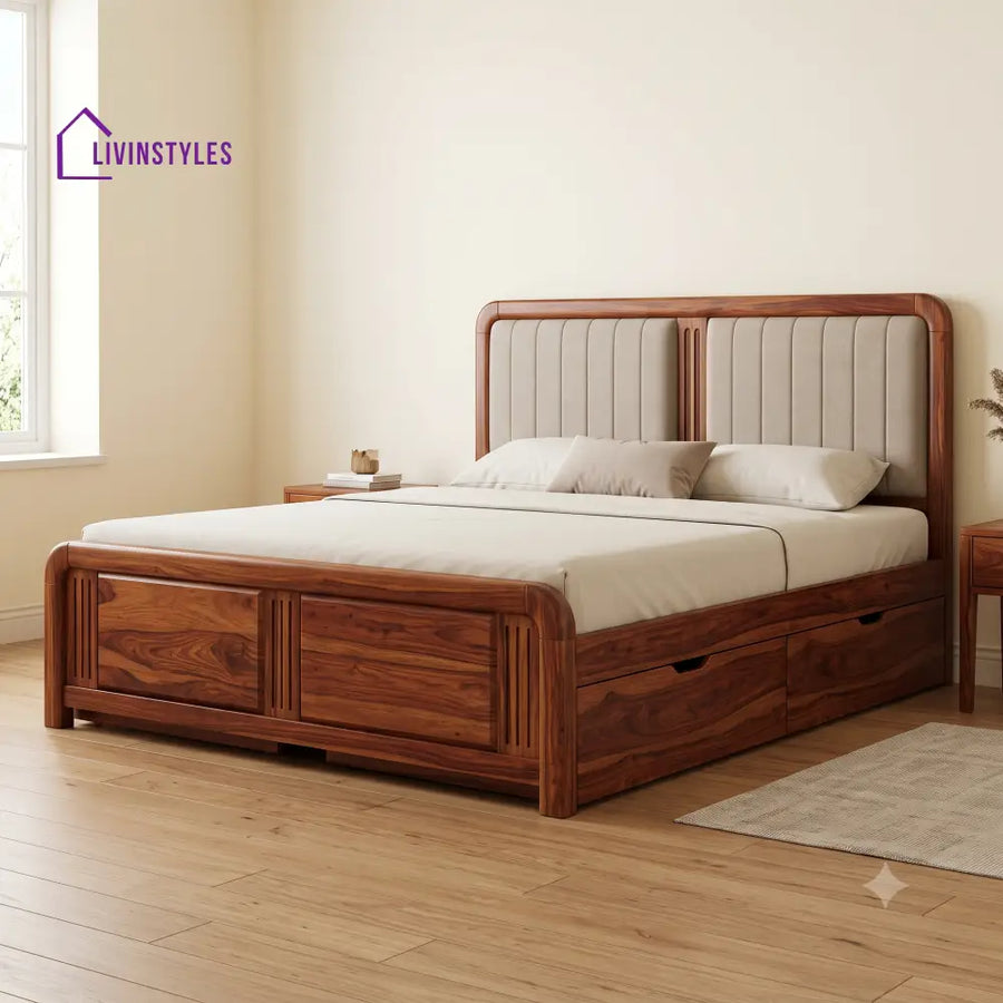 Jacques Premium Wooden Bed with Drawer Storage | King Size Bed & Queen Size Bed Online