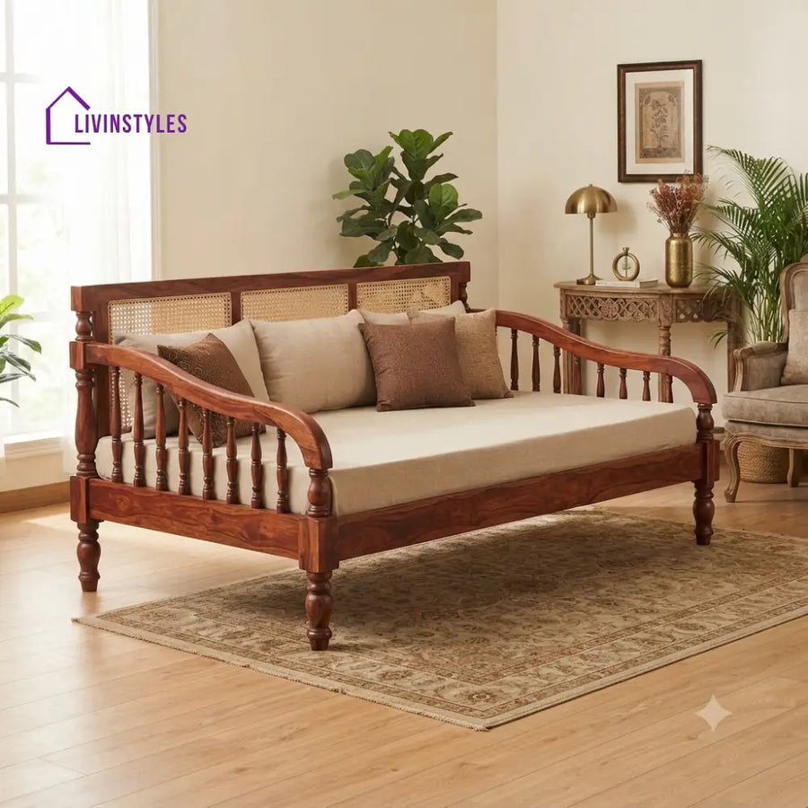 Jade Wooden Divan Bed for Living Room | Solid Sheesham Wood