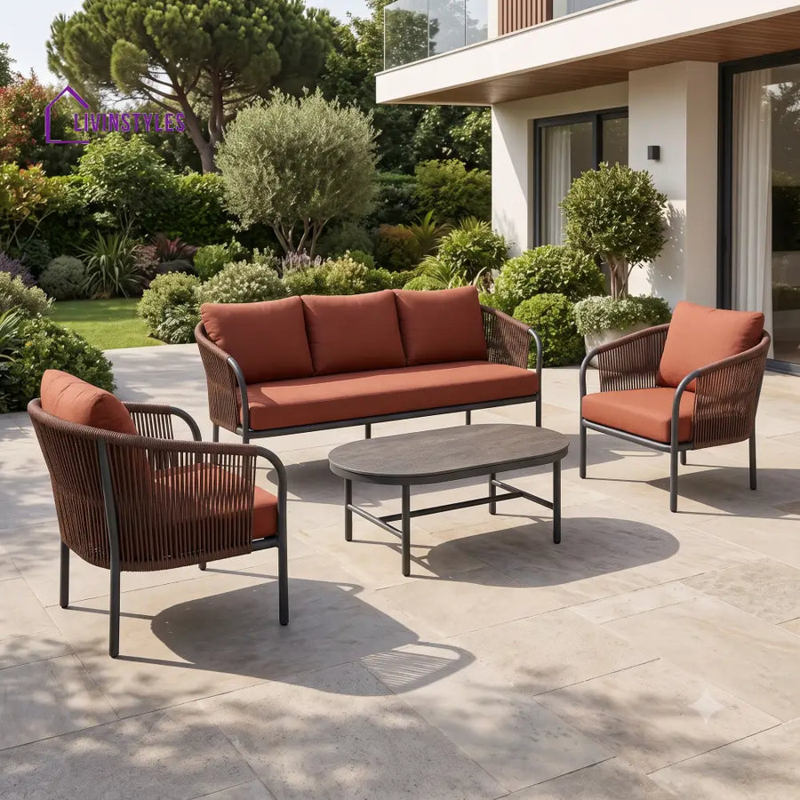 Jadwiga Premium MS Frame with Powder Coated Outdoor Sofa Set with Weather Proof Fabric