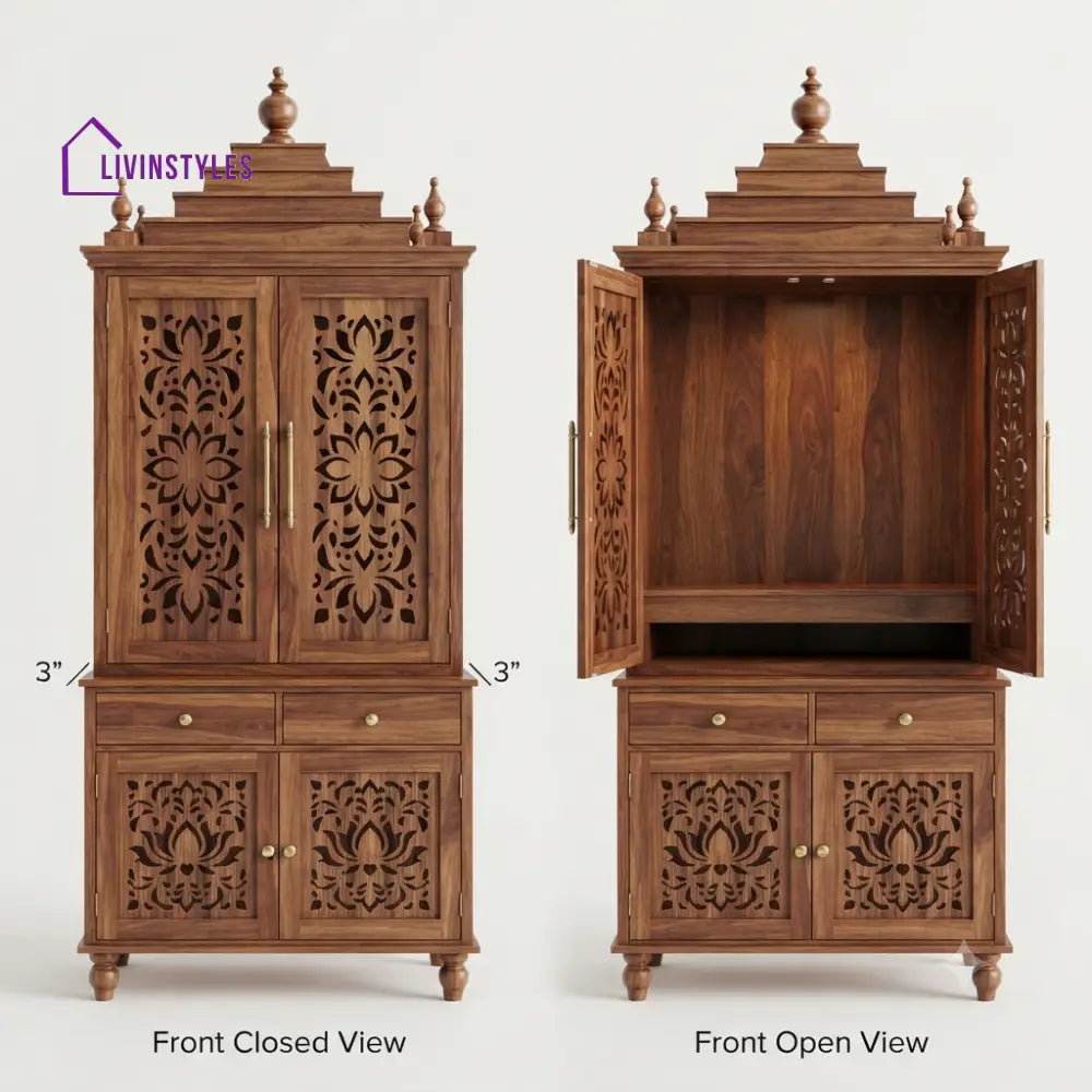 Jahnavi Premium Solid Wood Home Temple | Pooja Mandir for Home