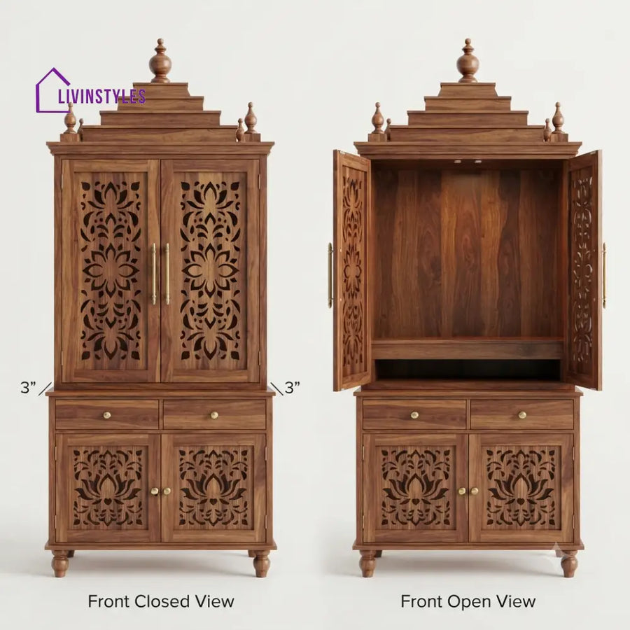 Jahnavi Premium Solid Wood Home Temple | Pooja Mandir for Home