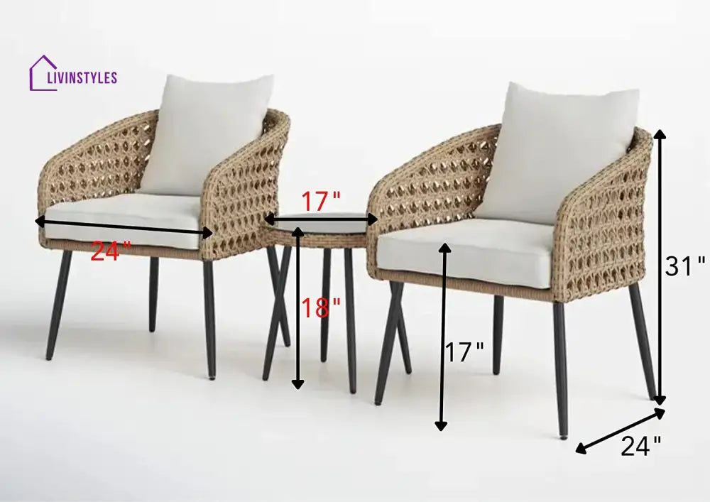 Jai 3-Piece Patio Furniture Set (Beige & Off-White)