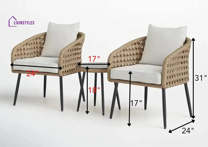 Jai 3-Piece Patio Furniture Set (Beige & Off-White)
