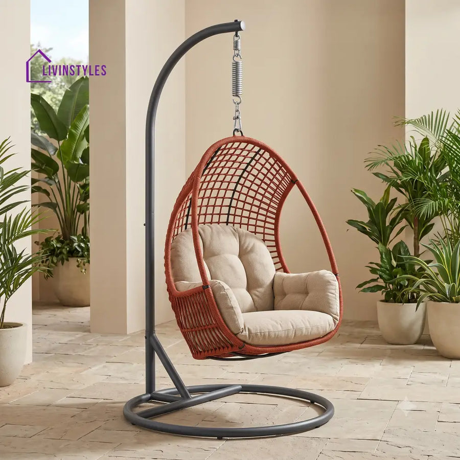 Jakub Premium MS Frame with Powder Coated Outdoor Swing Chair with Stand