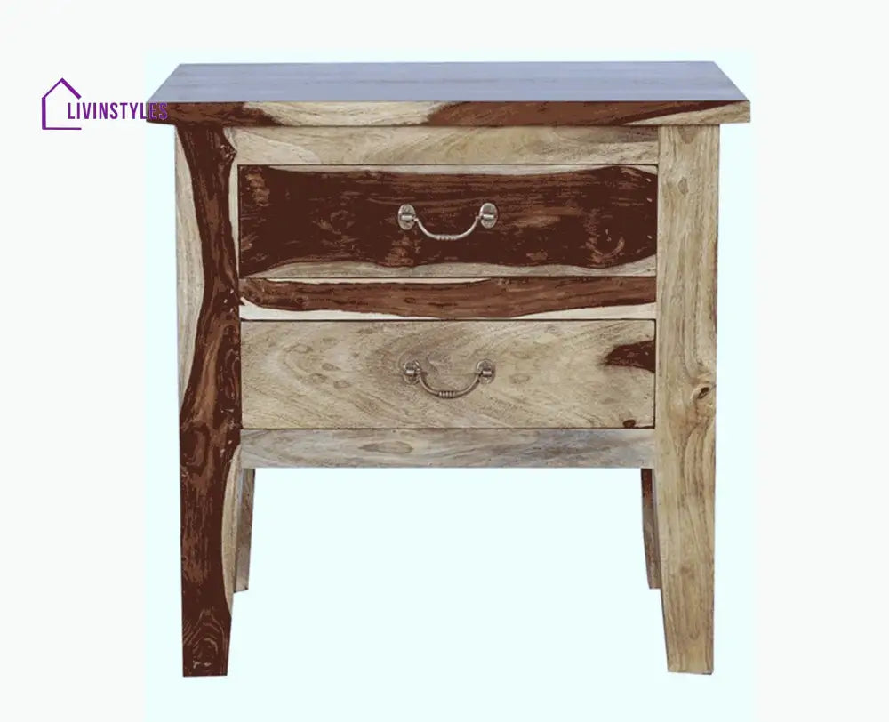 Jalandhar Wooden Two Drawers Bedside Table - Bedside Table