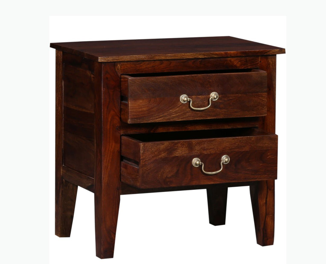 Jalandhar Wooden Two Drawers Bedside Table