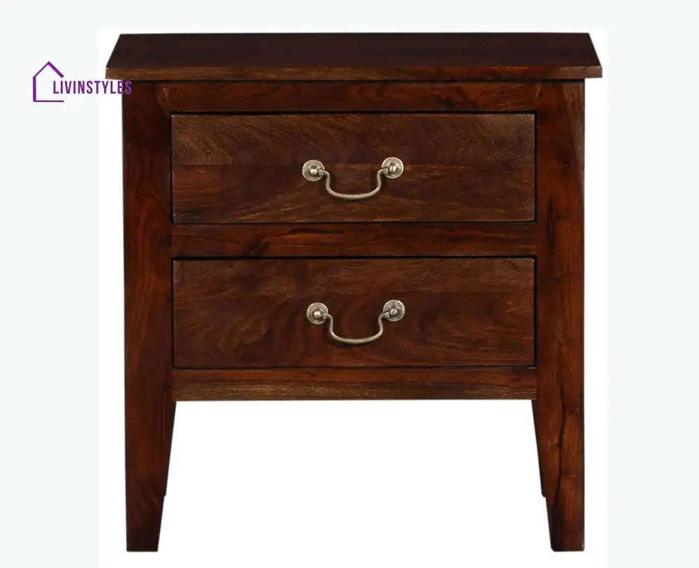 Jalandhar Wooden Two Drawers Bedside Table - Bedside Table