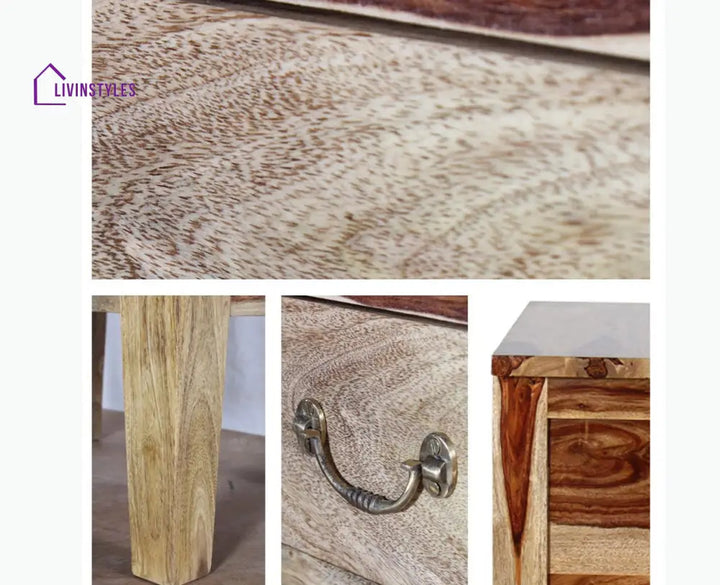 Jalandhar Wooden Two Drawers Bedside Table - Bedside Table