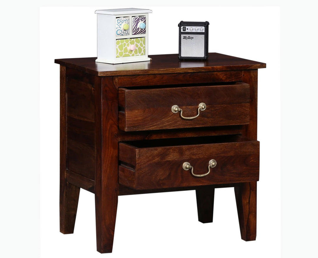 Jalandhar Wooden Two Drawers Bedside Table
