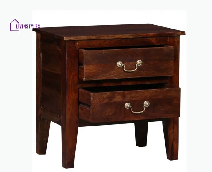 Jalandhar Wooden Two Drawers Bedside Table - Bedside Table